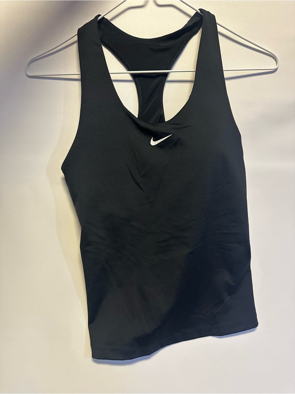 Nike Black Racerback Performance Tank with White Swoosh
